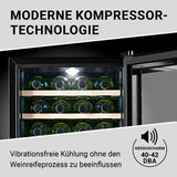 N8WERK Weinkühlschrank - 20 Flaschen mit moderner Kompressor-Technologie und vibrationsfreier, geräuscharmer Kühlung bei LED-Innenbeleuchtung.