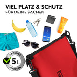 Where Tomorrow Dry Bag 5L - Style 02 - Rot wasserdichter, robuster Outdoor-Rucksack mit verstellbarem Schultergurt und 5 Litern Fassungsvermögen.