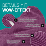 LUMALAND Sitzsack GIANT aus der Cord-Reihe, 135 x 100 cm mit verdecktem Reißverschluss, robusten Nähten und waschbarem, softem Bezug in Weinrot.