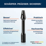 Silkslide Pro Nasenhaartrimmer - Nasierer 2.0 inkl. Keramikständer mit optimiertem Kopf, Klingenschutz und Solinger Qualitätsklingen, wiederverwendbar ohne Strom.