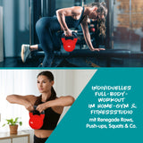 #DoYourFitness Kettlebell 18 kg aus massivem Gusseisen mit Neoprenbeschichtung für vielseitiges Ganzkörper-Workout im Home-Gym.