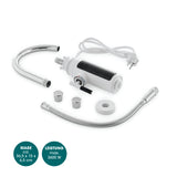 EASYmaxx Warm- & Kaltwasserarmatur mit Durchlauferhitzer und digitaler LED-Temperaturanzeige, ideal für Werkstatt, Garage, Camping und Garten.