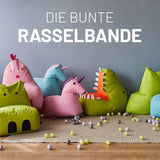 LUMALAND Kindersitzsack Animal Line Chick - Stahlgrau als kuscheliger, robuster und wasserabweisender Sitzplatz für Kinder.
