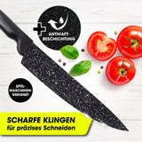 GOURMETmaxx Messerset inkl. Sparschäler - 6-tlg. - schwarz mit Antihaftbeschichtung und scharfen Klingen für präzises Schneiden.