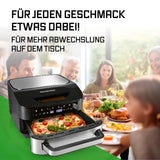 GOURMETmaxx Heißluftfritteuse mit XXL-Garfläche 7 L, Touchscreen und 10 Programmen für vielfältiges Garen.