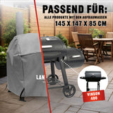 LANDMANN Premium Wetterschutzhaube 93 x 147 x 125 cm grau, robust, wasserdicht, UV-beständig, atmungsaktiv, passend für Vinson 200 Grill.