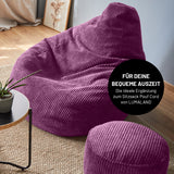 LUMALAND Sitzsack GIANT aus der Cord-Reihe, 135 x 100 cm, soft & waschbar, kuscheliger Sitzsack in Weinrot fürs moderne Zuhause.