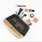 GNTM Schminktasche - schwarz/gold in Lederoptik mit Innenfach, ideal für Make-up und Pinsel praktisch unterwegs verstaut.