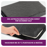 VITALmaxx 2-in-1-Fußstütze mit Antirutschbeschichtung und abnehmbarer, waschbarer Flauschfaser-Fußtasche für Komfort und Wärme.