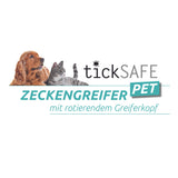 tickSAFE Zeckengreifer mit rotierendem Greiferkopf zur Anwendung am Tier – schonend Zecken entfernen ohne Quetschen oder Ziehen bei Hund und Katze