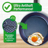 BRATmaxx Aluminium-Pfanne + Pyramidenstruktur Ø 24 cm mit Antihaftbeschichtung für fettarmes Braten und perfekte Bratergebnisse.