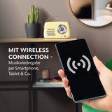 EASYmaxx Radio Retro - Stil der 50er-Jahr - Vanille mit kabelloser Verbindung und analogem FM-Radio im Retro-Design