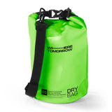 Where Tomorrow Dry Bag 5L - Style 01 - Grün, wasserdichter, robuster Rucksack mit verstellbarem Schultergurt und Rolltop-Verschluss.