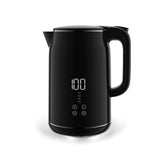 MAXXMEE Wasserkocher mit LED-Temperaturanzeige schwarz, 1,7 l Fassungsvermögen, Touchdisplay, Edelstahl-Innengehäuse, 40-100 °C Temperaturstufen.