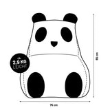 LUMALAND Kindersitzsack Animal Line Panda - 75 x 65 x 65 cm - Schwarz/Weiß, leicht, weich und kuschelig für Kinder geeignet.