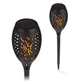 EASYmaxx Solar-Fackel LED mit Erdspieß und Clip im 2er-Set mit Flammeneffekt, wetterbeständig und solarbetrieben.