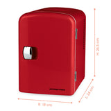 GOURMETmaxx Mini-Kühlschrank Retro 45W Rot, 4 Liter, kühlt bis 20 °C, wärmt bis 50 °C, mit Tragegriff und variabler Stromversorgung.