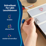 EASYmaxx LED-Leuchtkasten A4 mit 173 Buchstaben und 150 Mood Pics inklusive Schreibset mit 3 Stiften und 20 Karten.