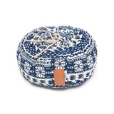 #DoYourYoga Yoga-Kissen Vishnu rund 30x30x15 cm, gefüllt mit Bio-Dinkelspelz, blau-weiß, waschbarer Baumwollbezug