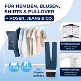 CLEANmaxx Hemdenbügler PRO mit Hosenaufsatz – automatisches Trocknen und Bügeln für Hemden, Blusen, Hosen, Jeans, mit Teleskopstange und Reißverschluss.
