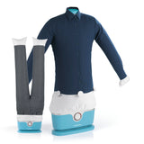 CLEANmaxx Hemdenbügler PRO mit Hosenaufsatz in Blau, trocknet und bügelt Hemden und Hosen vollautomatisch.