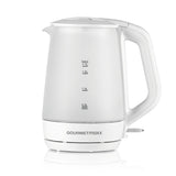 GOURMETmaxx Glas-Wasserkocher mit Frostglas-Design, 1,7 Liter, mit Wasserstandsanzeige und kabellosem Wasserbehälter.