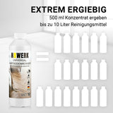 N8WERK Universal-Hartboden-Reinigungskonzentrat 500 ml ergibt bis zu 10 Liter Reinigungsmittel für alle Hartböden.