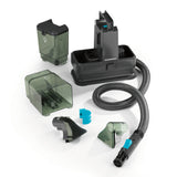 Polster- & Teppichreiniger Kompakt - Grau/Blau mit Doppeltank, Schlauch und zwei Düsen für flexible Reinigung von Polstern und Teppichen.