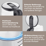 GOURMETmaxx Glas-Wasserkocher LED 1,7l mit großer Deckelöffnung, praktischer Einhandbedienung und LED-Beleuchtung in Edelstahl/schwarz.