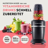GOURMETmaxx Nutrition Mixer Pro 1.000 mit Zubehörset M, 1000W, 550ml, für schnelle Vitaminshakes und einfache Reinigung.