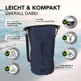 Where Tomorrow Dry Bag 10L - Style 02 - Dunkelblau, wasserdichter, robuster Outdoor-Rucksack mit verstellbarem Schultergurt und UV-Schutz.