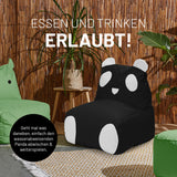 LUMALAND Kindersitzsack Animal Line Panda - 75 x 65 x 65 cm - Schwarz/Weiß, wasserabweisend und kuschelig weich zum Sitzen.