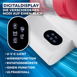 CLEANmaxx Milbensauger Rotation mit UV-C-Licht, Wärme-, Ultraschall- und Ionenfunktion, digitales Display, weiß/rot.