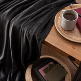 LUMALAND Kuscheldecke - 150x200 cm aus weichem Coral-Fleece, schwarz, ideal als Sofadecke oder Tagesdecke, pflegeleicht und waschbar.