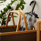 LUMALAND Bambus-Rahmen-Aufbewahrungskorb - 2er-Set - Blau mit stabilem Bambusrahmen und praktischem Henkel für vielseitige Nutzung.