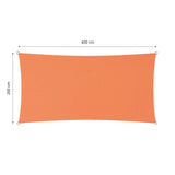 LUMALAND Sonnensegel Polyester - Rechteck 2 x 4 Meter - Orange, robustes, UV-beständiges Material mit Befestigungsringen