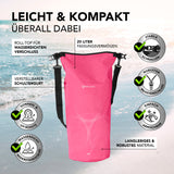 #DoYourSports Dry Bag 20L - Pink, wasserdichter, robuster Rucksack mit UV-Schutz, Rolltop-Verschluss und verstellbarem Schultergurt.