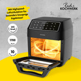 Rachs KOCHWERK Heißluft-Ofen Digital 12l 1700W schwarz mit Touchdisplay, 10 Programmen und Highspeed-Luftzirkulation für knusprige Ergebnisse.