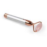 MAXXMEE Gesichtsroller Perfect Face 3-tlg. weiß/rosegold mit Rosenquarz-Roller und Vibrationsfunktion zur Gesichtsmassage und Entspannung.