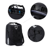 DoYouOutdoor Fahrrad Gepäck Tasche wasserfest 23L schwarz mit Schulterriemen, Tragegriff und reflektierenden Bändern.