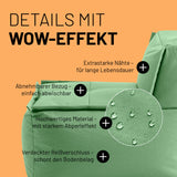 LUMALAND Sitzsack-Sofa Mittelstück Pastell Grün mit abnehmbarem Bezug, extrastarken Nähten, verdecktem Reißverschluss und wasserabweisendem Material.