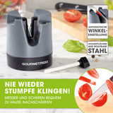 GOURMETmaxx Messerschärfer anthrazit/schwarz mit automatischer Winkeleinstellung für scharfe Messer und Scheren zu Hause.
