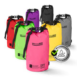 Where Tomorrow Dry Bag 10L - Style 01 - Pink, wasserfester, robuster Outdoor-Rucksack mit verstellbarem Schultergurt und Rolltop-Verschluss.