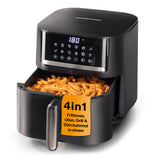 GOURMETmaxx 4in1-Heißluftfritteuse 1600 W, 6 L mit Touchdisplay, Timerfunktion und 4-in-1-Funktion für fettarmes Garen.
