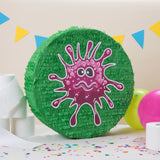 LUMALAND Pinata Set zum Befüllen inkl. Schläger & Augenbinde "Beat The Virus" grün/rot 50x50x15 cm mit Virus-Motiv