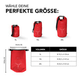 #DoYourOutdoor Dry Bag 5L - Rot wasserfester, robuster Outdoor-Rucksack mit Rolltop und verstellbarem Schultergurt, ideal für Abenteuer.