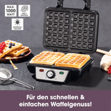 GOURMETmaxx Waffeleisen für Belgische Waffeln mit Antihaftbeschichtung, stufenlos einstellbarem Bräunungsgrad und Cool-Touch-Griffen.