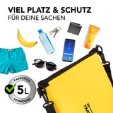 Where Tomorrow Dry Bag 5L - Style 02 - Gelb wasserdichter, robuster Rucksack mit 5L Fassungsvermögen für Outdoor-Abenteuer.
