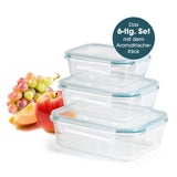GOURMETmaxx Glas-Frischhaltedosen mit Mikrowellenventil Klick-it 6-tlg. Grün, temperaturbeständig, aromafrisch, stapelbar.