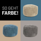 LUMALAND Sitzsack Pouf Cord - Beige aus weichem Cord mit vielseitiger 3-in-1-Funktion und langlebiger Qualität.